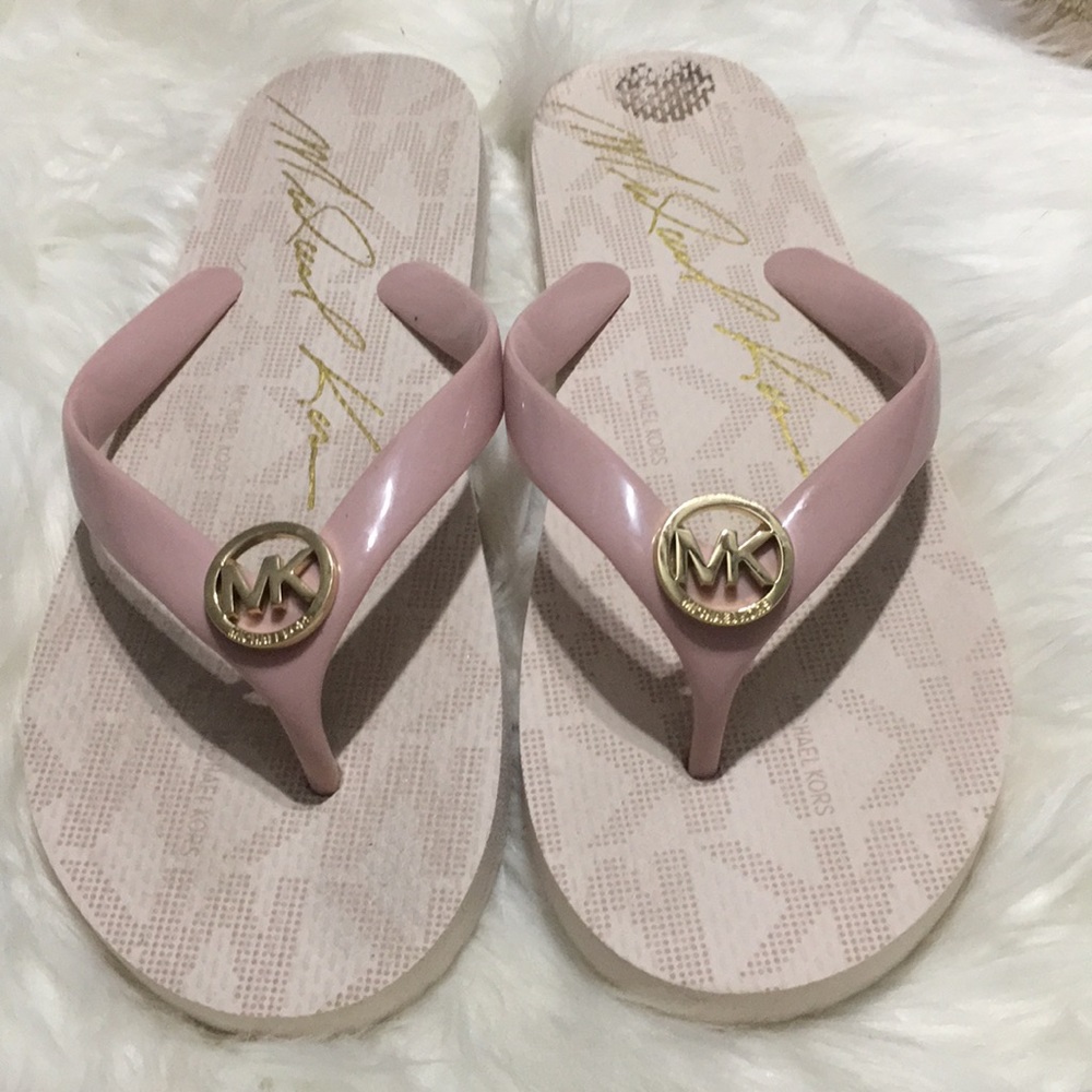 Pink mk logo sandals